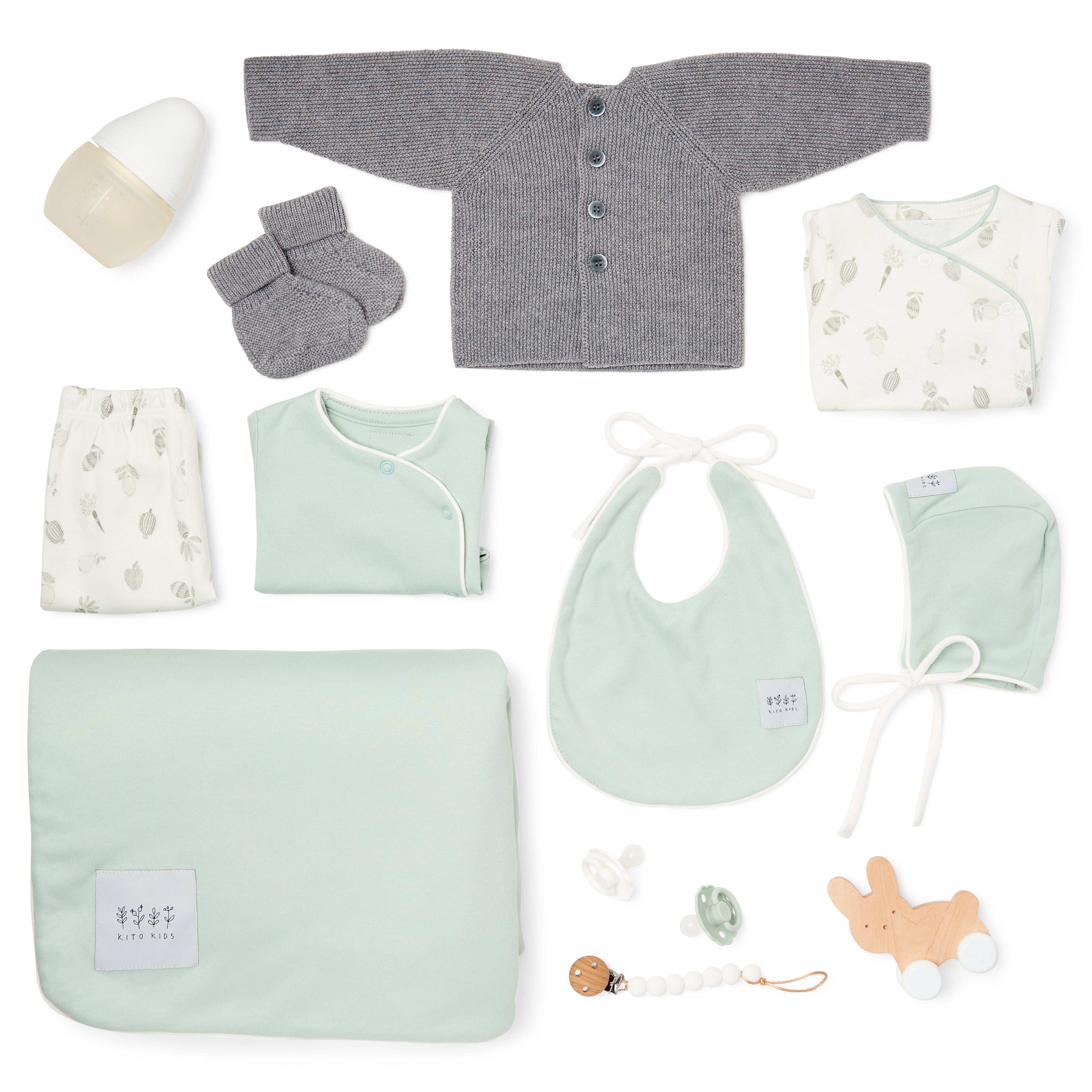 Prestige-Geschenkset Sanftheit – Große Box Baby Merino bedruckt grün