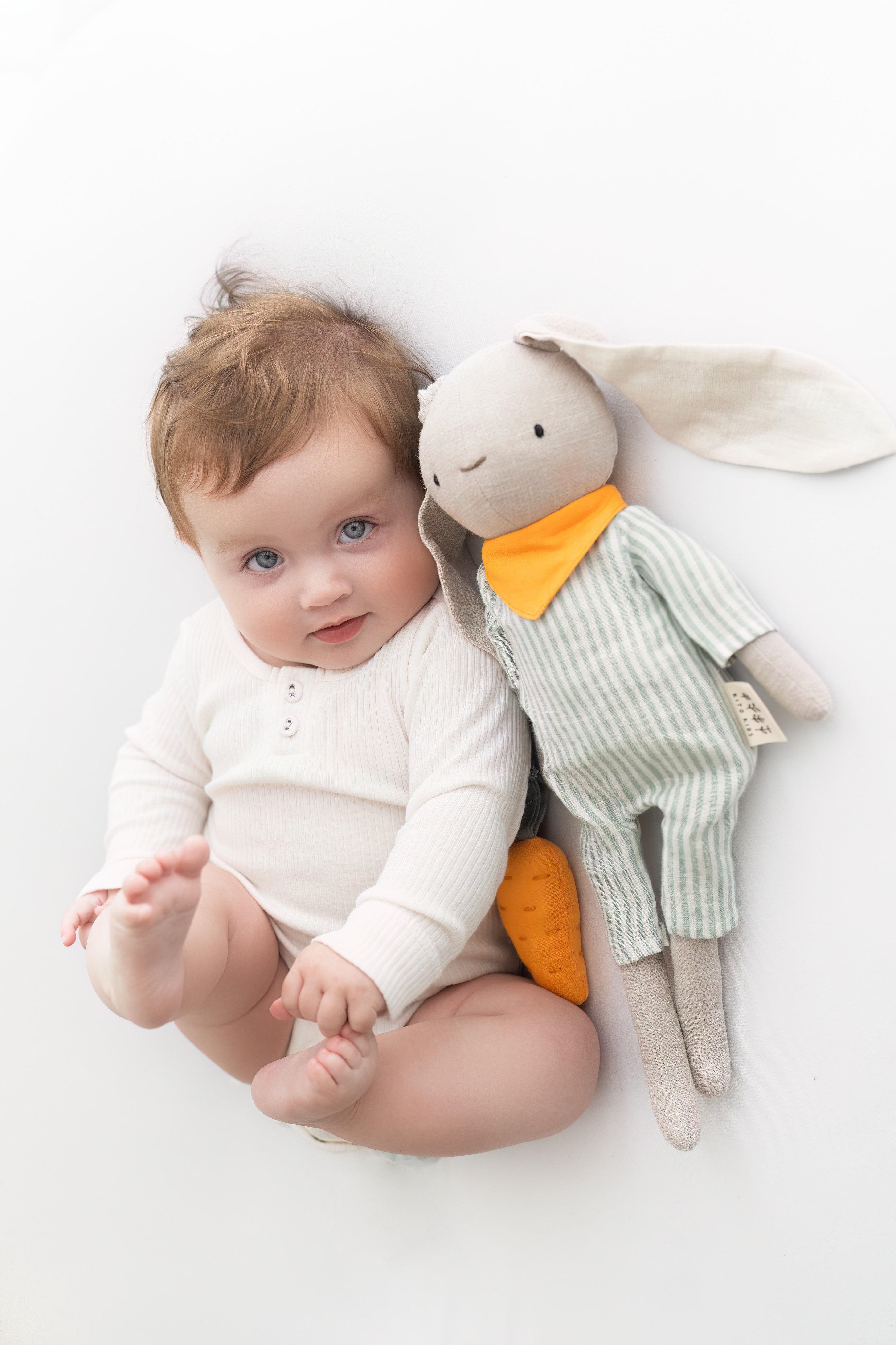 Sage Green Linen Rabbit Birth Gift Set and Accessories