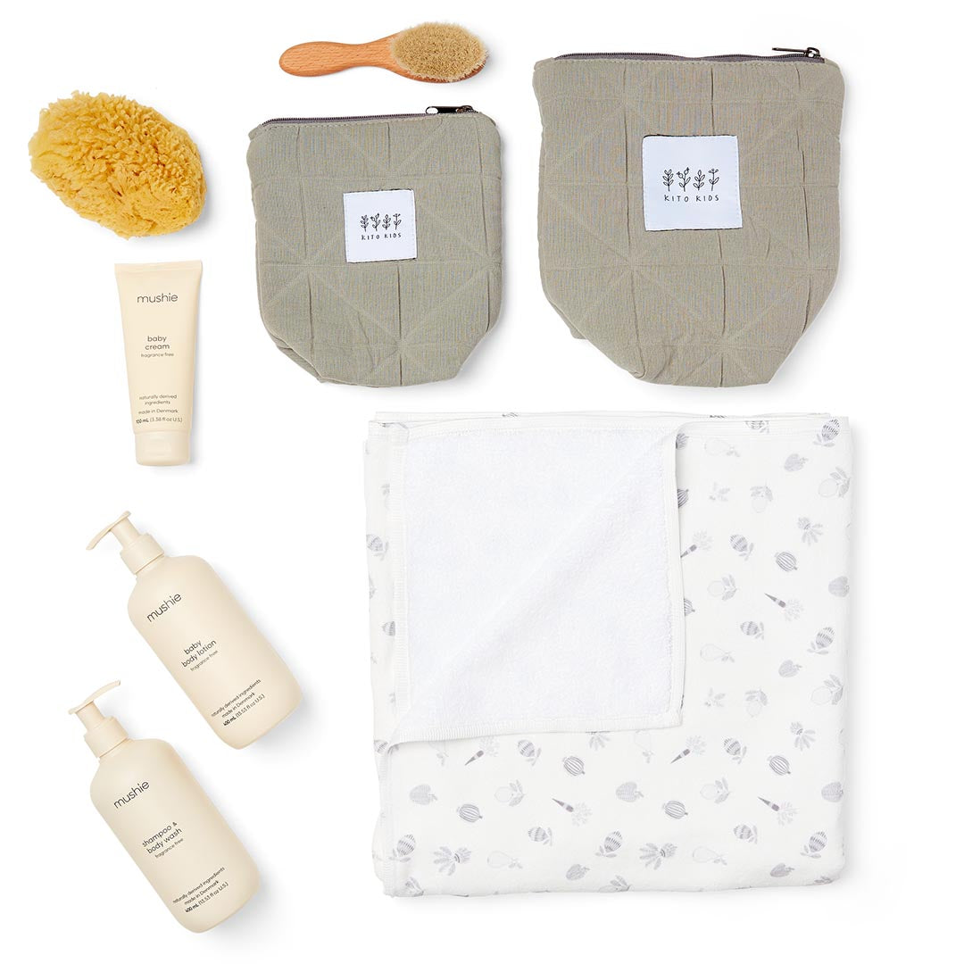 Bath Towel Gift Set - White Printed Lemon