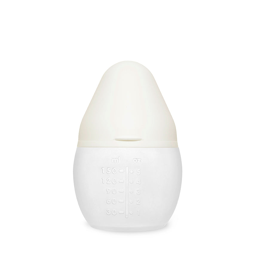 Biberon Élhée 150 ml blanc fermé, incassable et étanche pour transporter facilement le lait maternel ou infantile.
