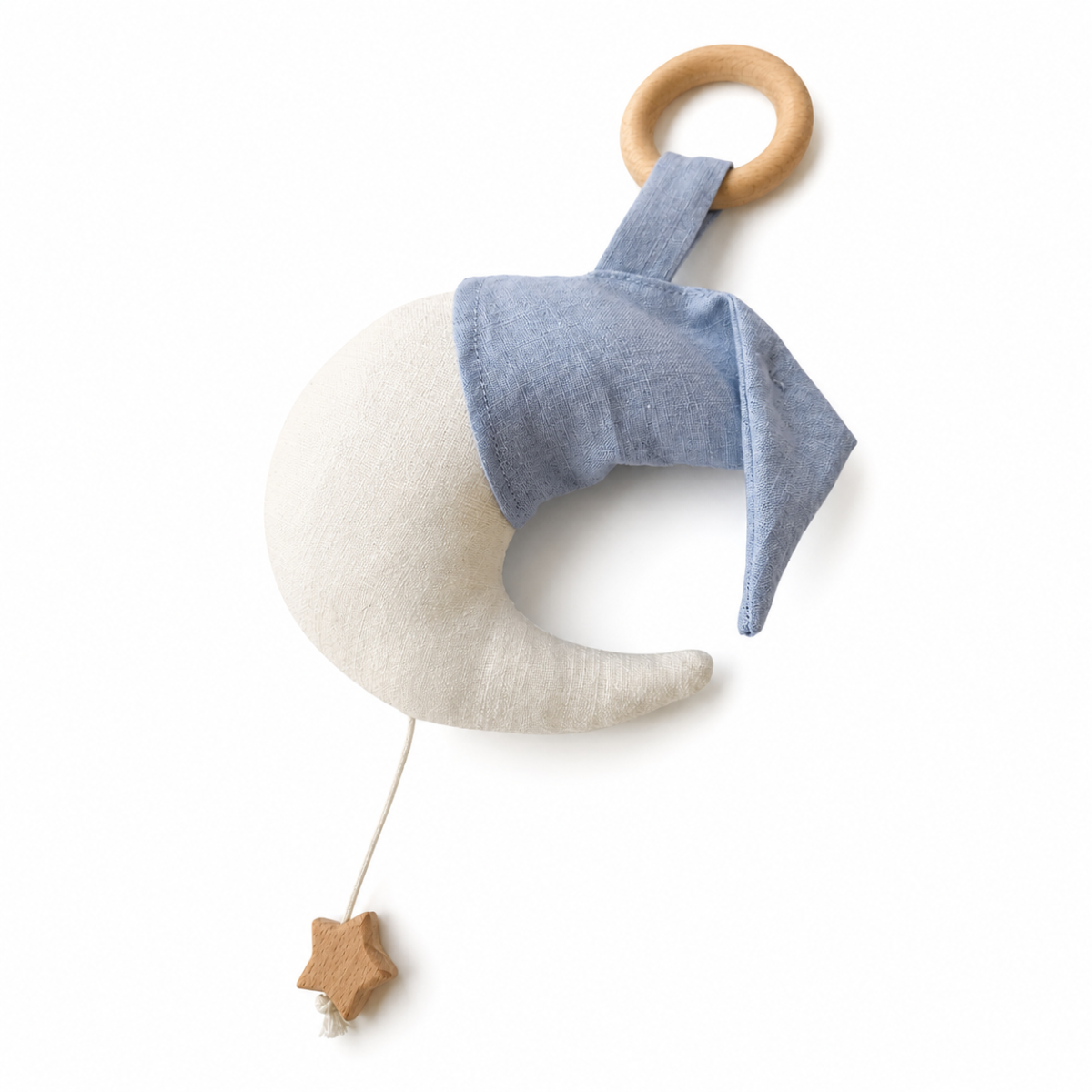 Boîte à musique Lune en Lin bleu