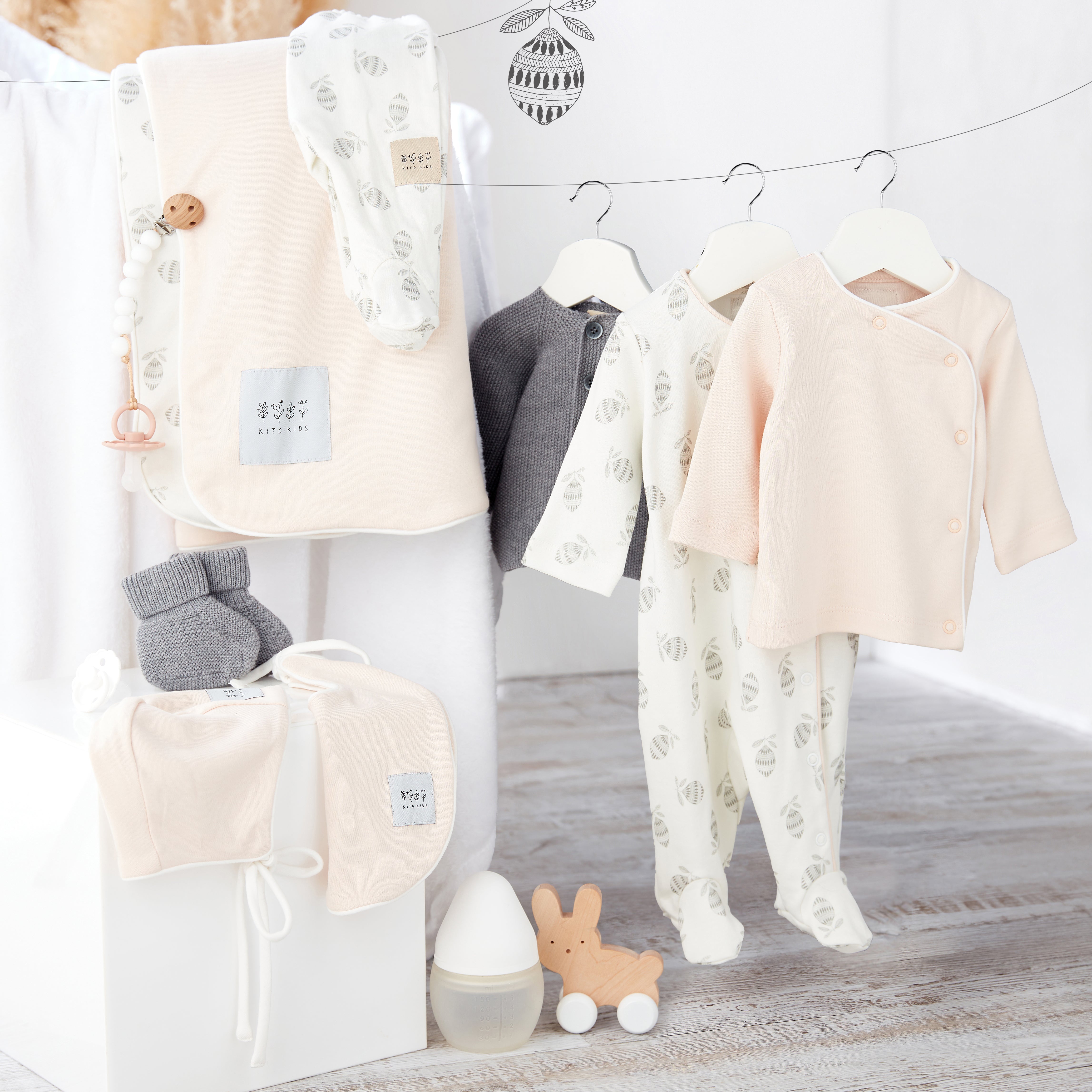 Prestige-Geschenkset – Große Baby-Box Merino bedruckt rosa