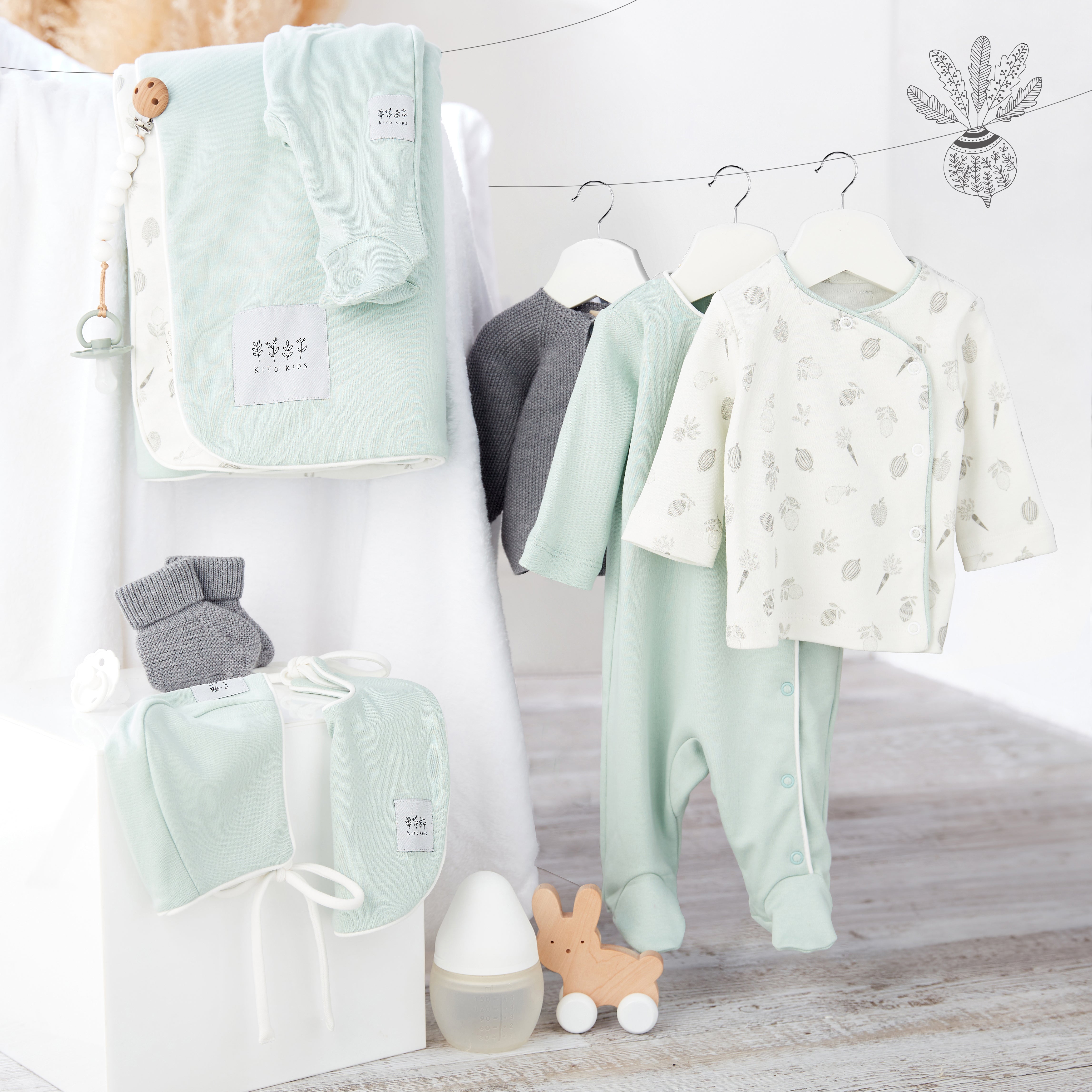 Prestige-Geschenkset Sanftheit – Große Box Baby Merino grün