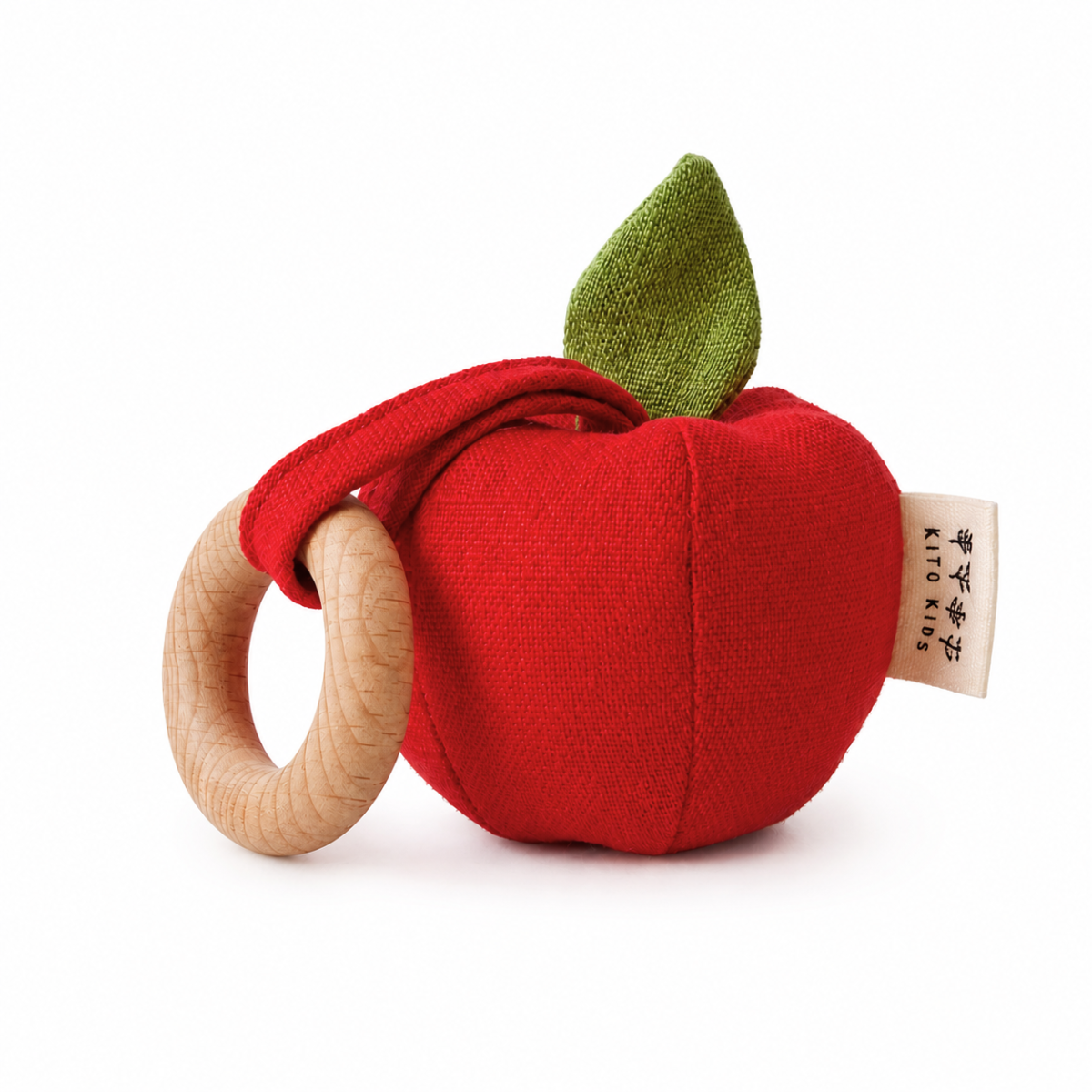 Hochet Pomme en Lin Naturel : L’éveil sensoriel naturel pour bébé