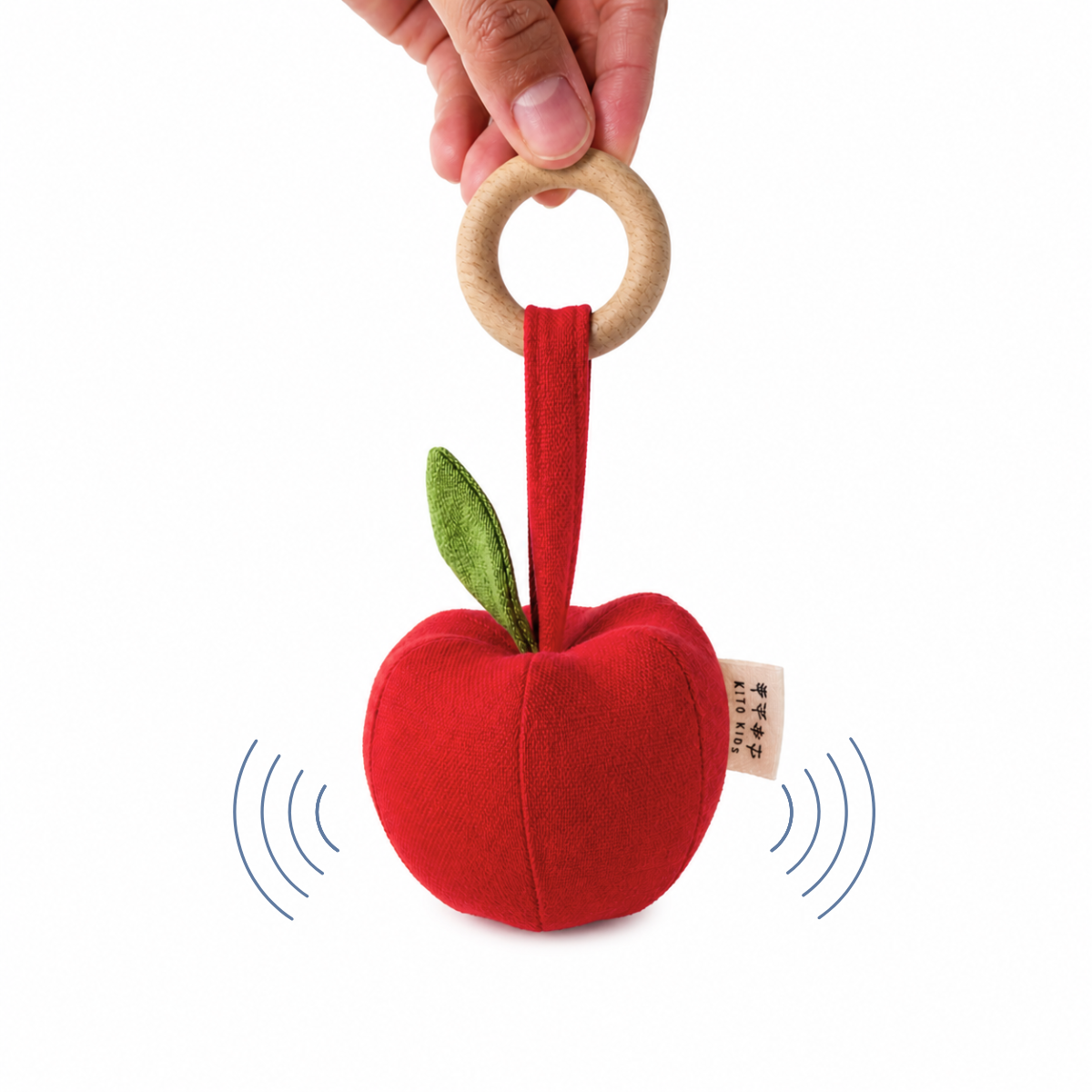 Hochet Pomme en Lin Naturel : L’éveil sensoriel naturel pour bébé